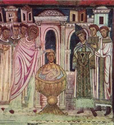 Fresk przedstawiający chrzest cesarza Konstantyna