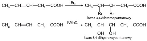 Reakcja z kwasem pent-3-enowym