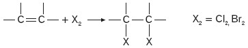Przyłączanie cząsteczki halogenu X