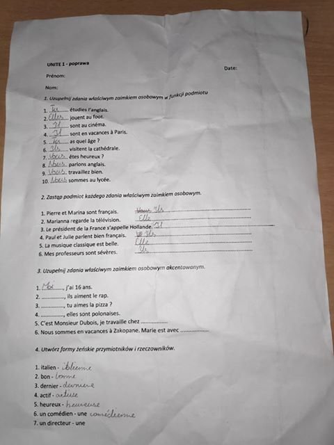 SPRAWDZIAN Z JĘZYKA FRANCUSKIEGO PROSIŁ BYM O SZYBKIE... - Sciaga.pl