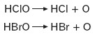 Rozkład kwasów HclO i HBrO