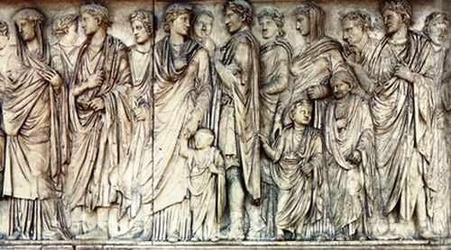 Procesja patrycjuszy rzymskich, dekoracja ołtarza Ara Pacis